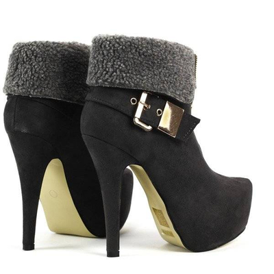 OUTLET Wildleder Booties Pin mit Schaffell - Schuhe