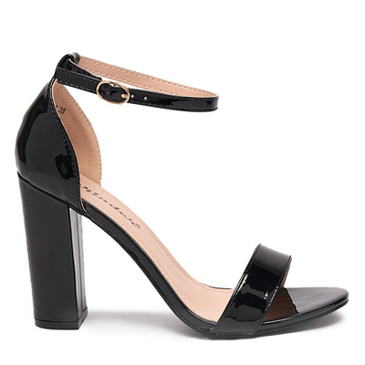 Schwarze Damensandale auf höherem Pfosten Rosdoo- Footwear