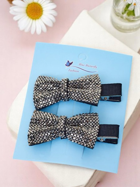 Royalfashion Set aus 2 Haarklammern mit Schleifen und Strasssteinen Isadora