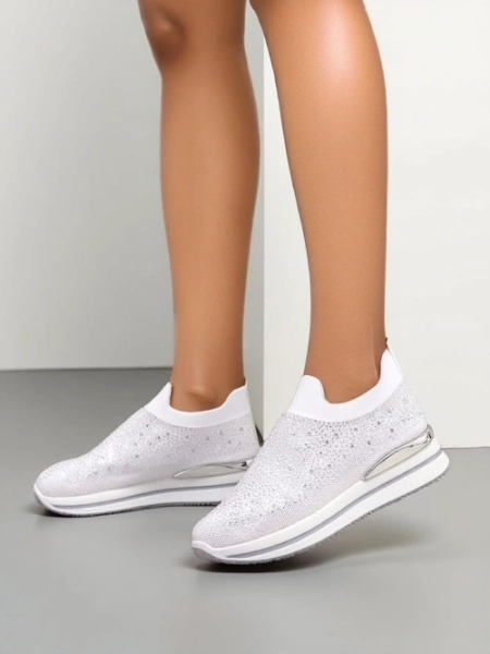 Royalfashion Damen Slipper Sportschuhe aus Stoff mit Strass Adeq