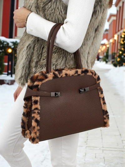 Kleine Damenhandtasche aus Öko-Leder mit Leopardenmuster Panthory