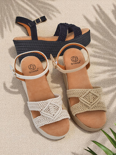 Royalfashion Damen-Sandalen mit geflochtenem Keilabsatz Sunny Day