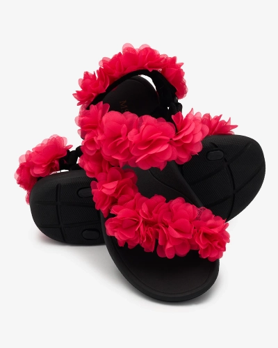 Royalfashion Fuchsia Damensandalen mit Blumen Alferroy
