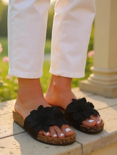 Royalfashion Damen Sandalen mit Blumen Foules