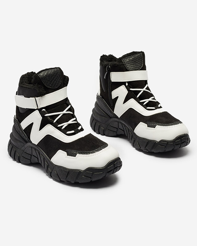 Schwarz-weiße isolierte Damen-Schneestiefel Okraja - Footwear