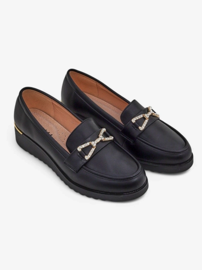 Royalfashion Damenmokassins auf niedrigem Wedge Leffo