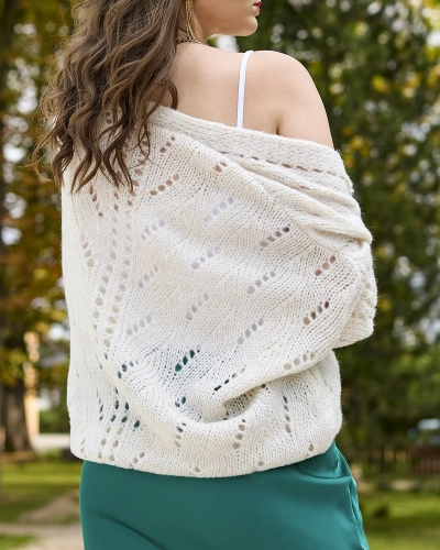 Royalfashion Кремовий короткий розстібний светр із золотими ґудзиками