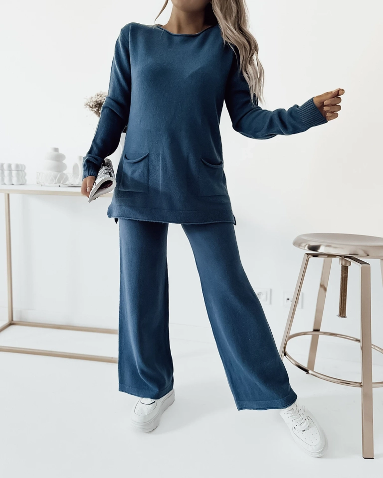 Royalfashion Damen Pullover Set in blau