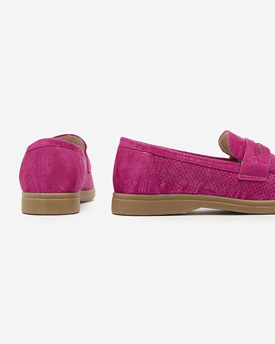 Fuchsia durchbrochene Damenmokassins mit glänzender Oberfläche Idesa - Footwear