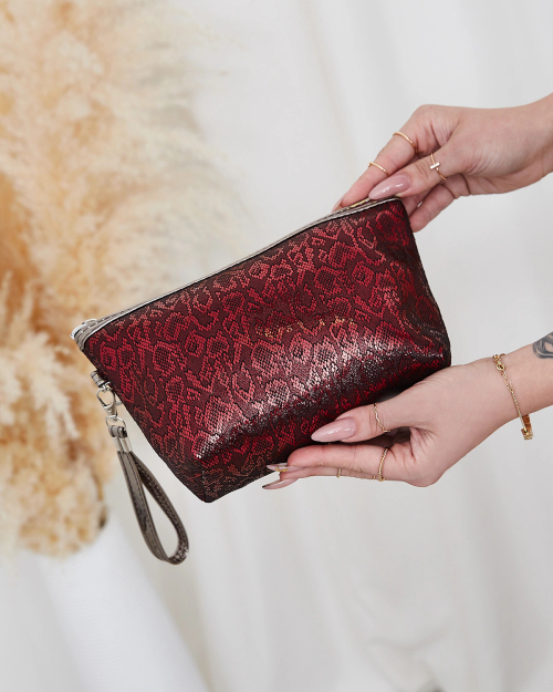 Жіноча глянцева косметичка Royalfashion Maroon з принтом