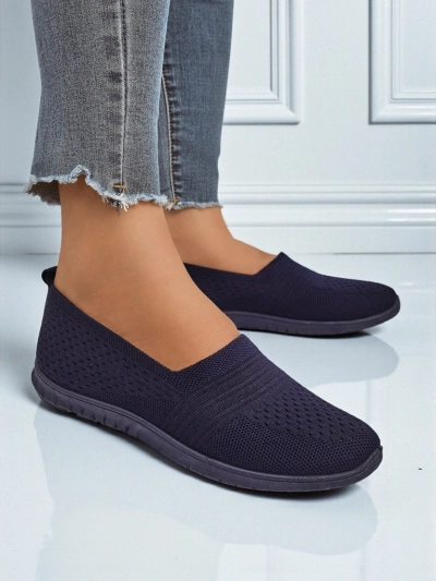 Damen Mokassins Lyra Marineblau atmungsaktives Gewebe flache Sohle