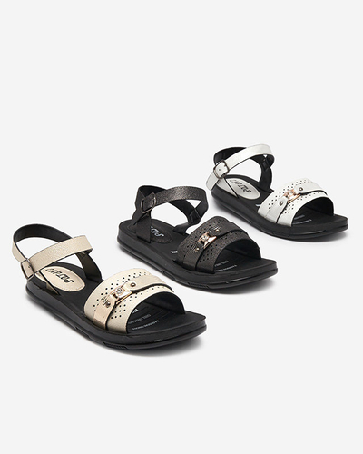 Glänzende weiße Damensandalen mit flacher Sohle Nafi- Footwear