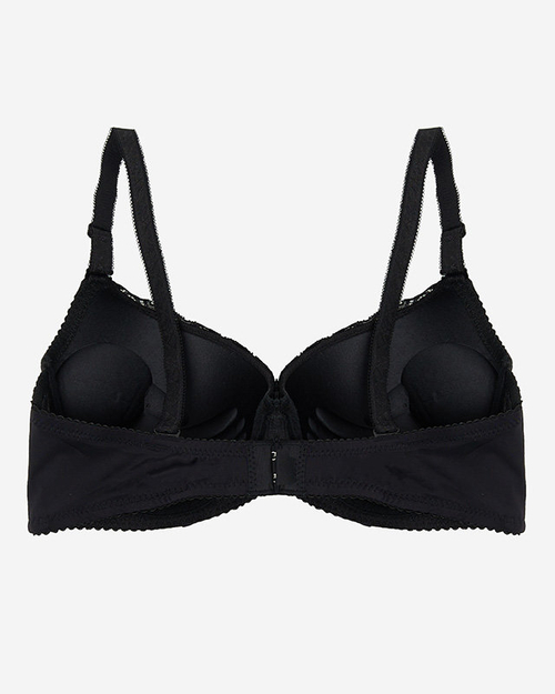 Чорний жіночий бюстгальтер з мереживною вставкою - Білизна