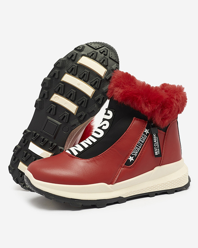 Rote isolierte Damenstiefel mit Fell Scherr- Footwear