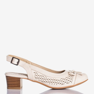 Beige Lecaone Damen-Sandaletten mit niedrigen Absätzen - Schuhe