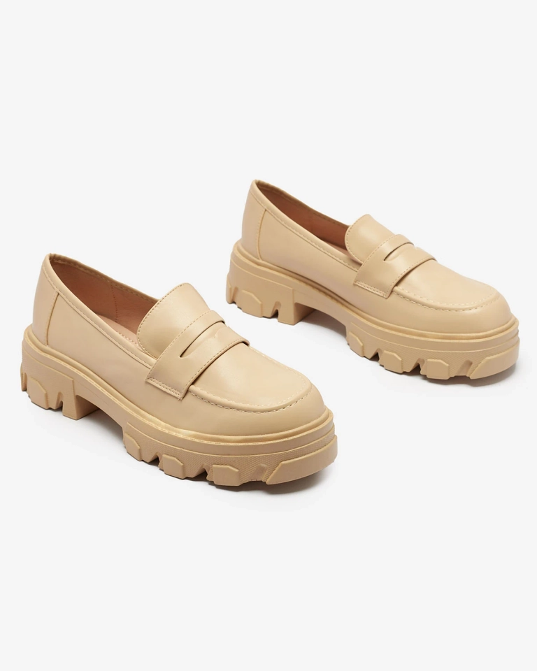 Beige Mokassins für Damen mit fester Sohle Desika - Footwear