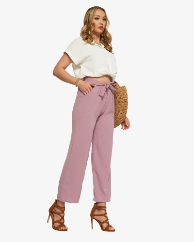 Lila weite Stoffhose für Damen - Kleidung