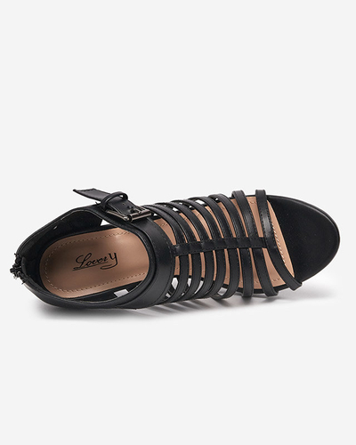 Schwarze Damensandalen mit Absatz und Streifen von Nedixa - Footwear