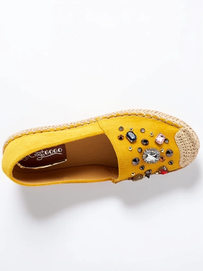 Gelbe Damen-Espadrilles aus Öko-Wildleder mit Zirkonia Mediros - Footwear