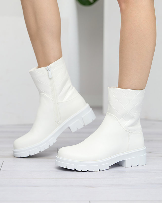 Weiße hohe Damenstiefel mit Steppung Redis - Footwear