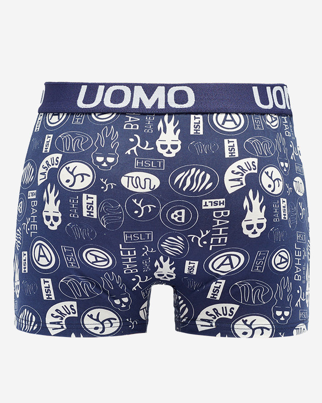 Marineblaue Herren-Boxershorts mit Print - Underwear