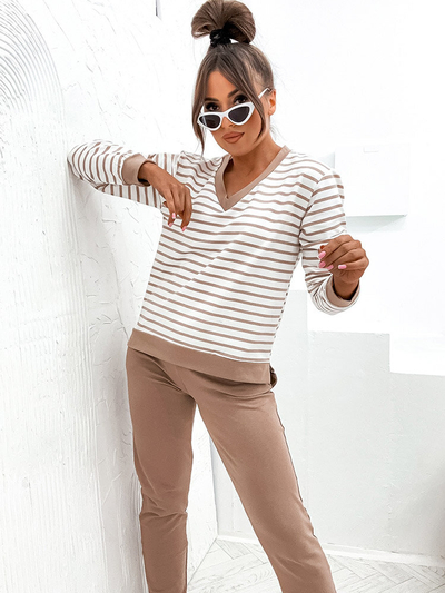 Royalfashion Damen-Set aus gestreifter Baumwolle