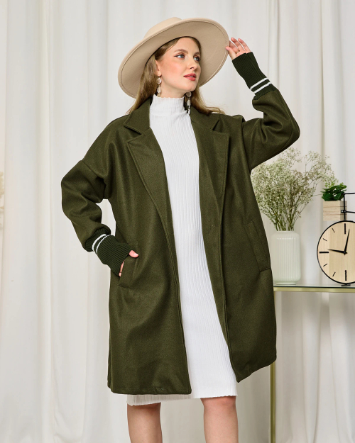 Royalfashion Жіноча куртка-пальто довжиною до коліна темно-зеленого кольору