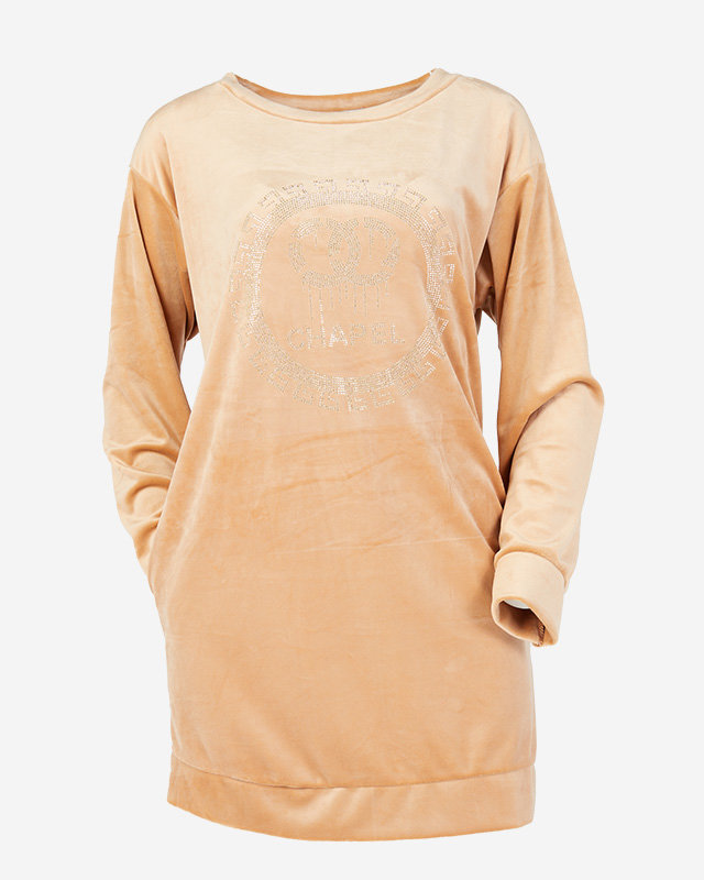 Lange Tunika für Damen mit Camel Zirkonia - Kleidung