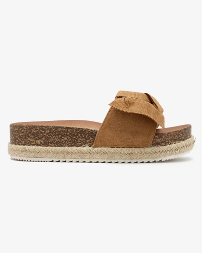 OUTLET Royalfashion Camel Damen Öko-Wildleder Flip-Flops Umumi