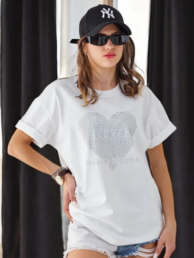 Royalfashion Damen Baumwoll-T-Shirt LOVE mit Strass