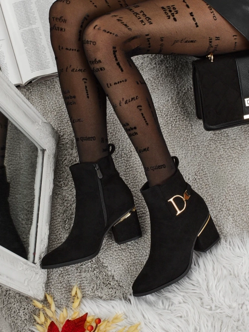 Ботильйони жіночі еко замшеві на підборах-стовпчику Calyssa