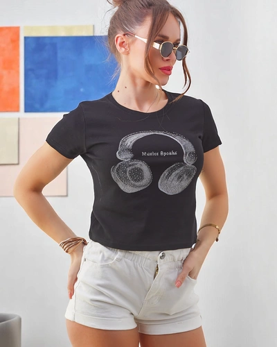Royalfashion Damen Baumwoll-T-Shirt mit Music Speaking Druck