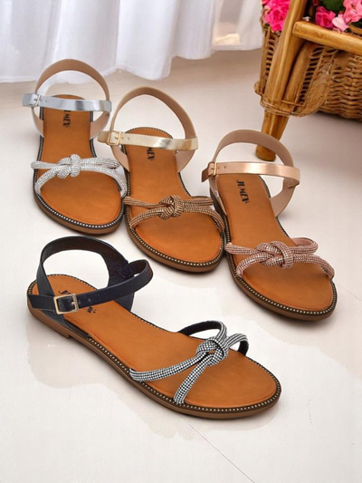 Royalfashion Damen Sandalen mit dekorativen Zirkonia Bella Shine