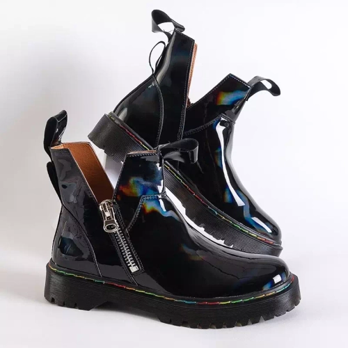 OUTLET Жіночі чорні лаковані чоботи на блискавці Odeta - Взуття