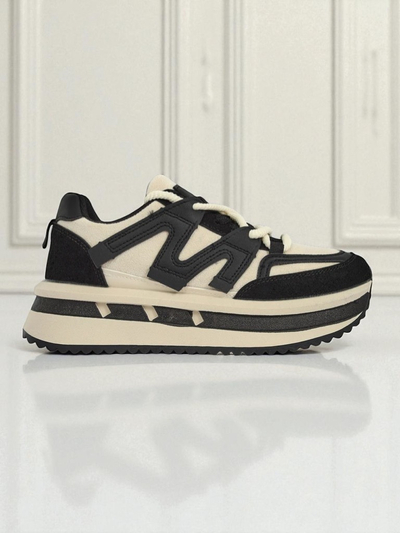 Damen Plateau-Sneakers Selene Nero aus ökologischem Leder, schwarz