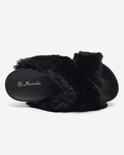 Hausschuhe mit Fell in Schwarz Mashte - Footwear