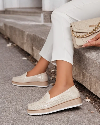 Royalfashion Durchbrochene Damen Mokassins Moell