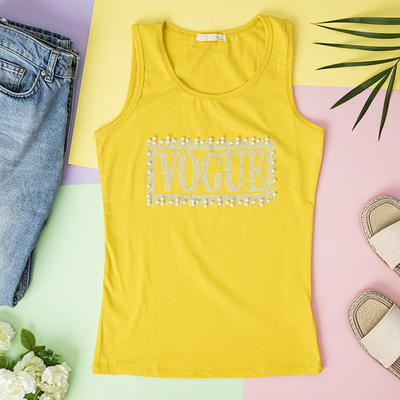Gelbes Damen Top mit Zirkonia - Kleidung