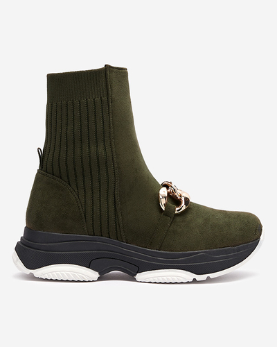 Grüner isolierter Damenstiefel aus Öko-Wildleder Cuzitta- Footwear