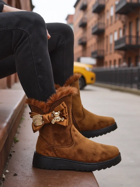 Royalfashion Damen Schneestiefel mit einer Schleife Kiebbi