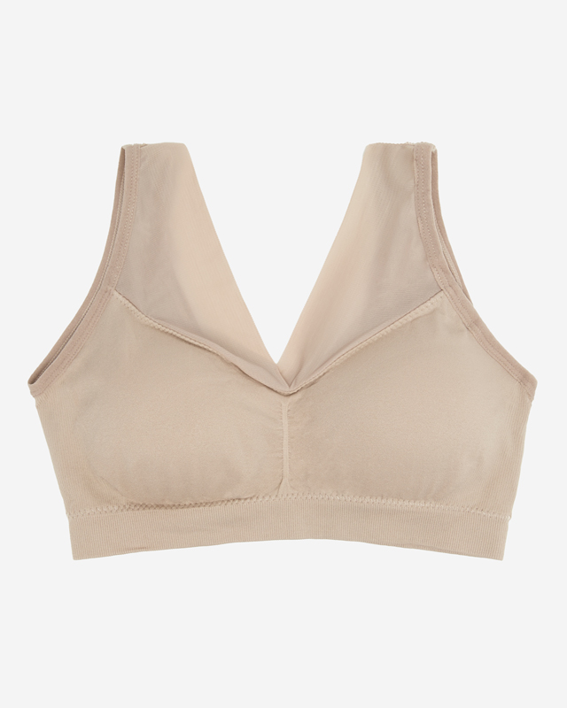Beige Damen-Sport-BH mit breiten Trägern - Unterwäsche