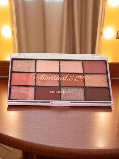 ANYLADY Palette mit 12 Lidschatten mit Glitzer- und matten Finishes Champagne Ruby Glamour