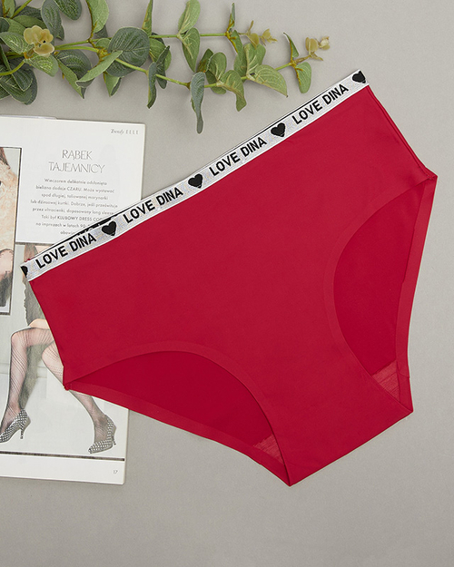 Червоні жіночі труси з декоративними смужками - Нижня білизна