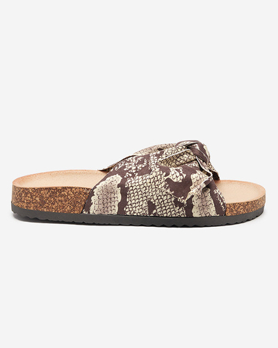 Braune Hausschuhe mit Montiana-Schleife - Schuhe