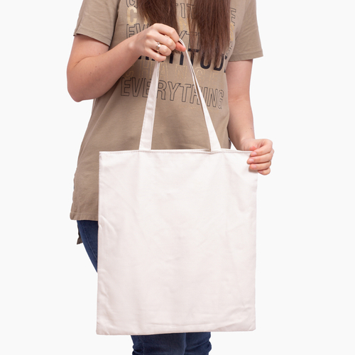 Біла тканинна сумка з принтом