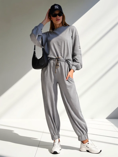 Royalfashion Жіноча бавовняна комплектація з манжетами на штанах