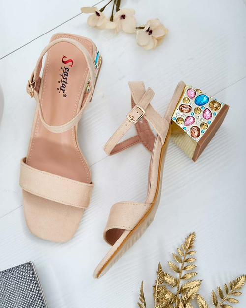 Босоніжки жіночі Royalfashion на стійці з кристалами Ohvare