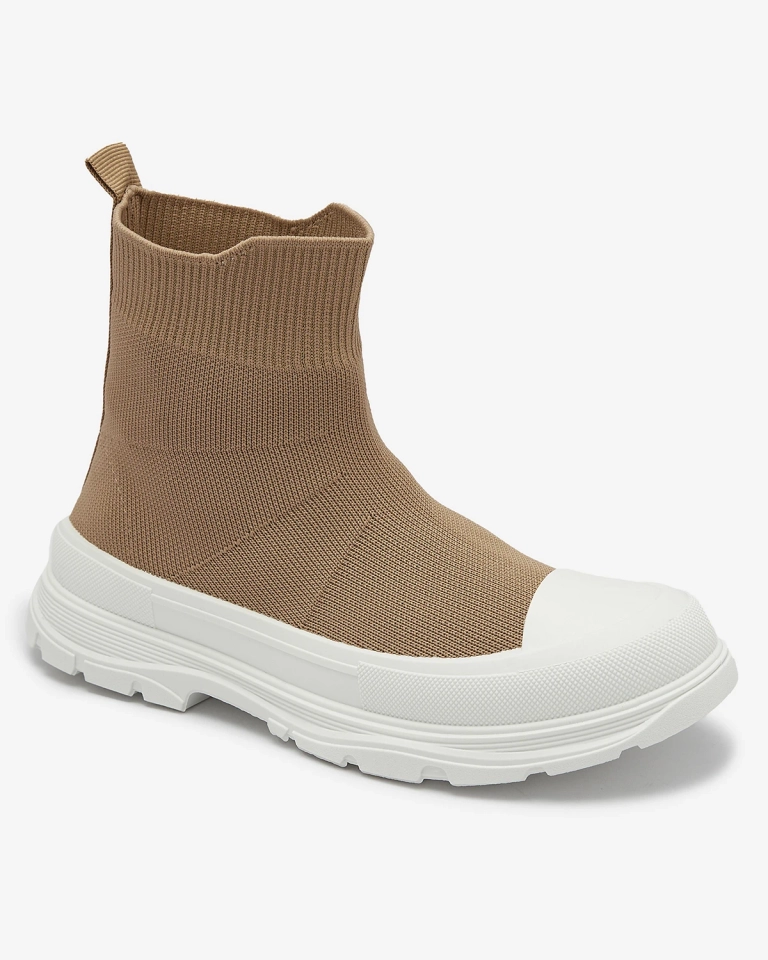 Hellbraune Damen Slipper hohe Sportschuhe a'la Sneakers Vertiks - Footwear