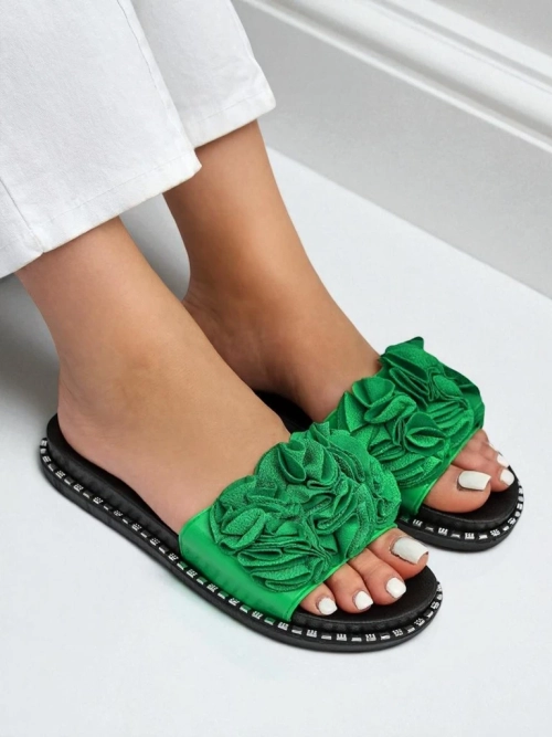 Royalfashion Жіночі тапочки на плоскій підошві Flora Verde