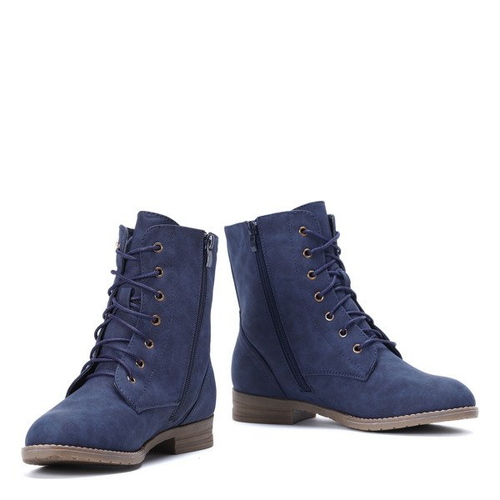 Granatowe workery z ćwiekami - Obuwie